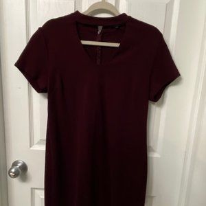 Sanctuary Madeline dress - plum short sleeved choker mini shift dress